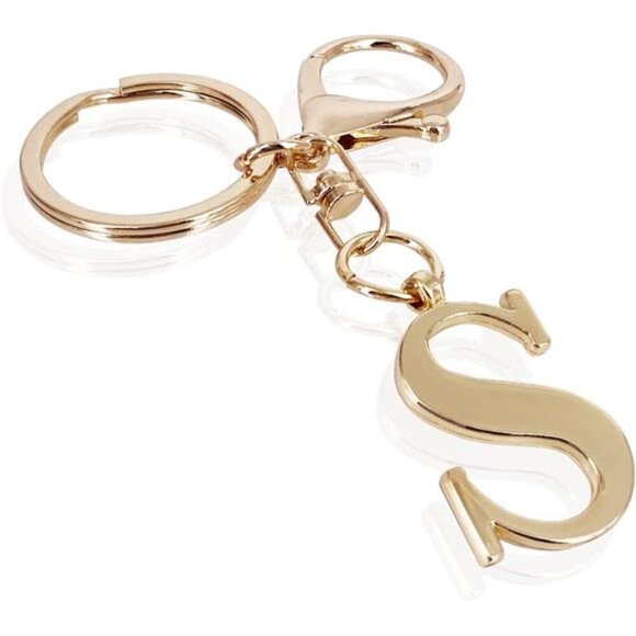 Gold Initial Letter Keychain for Women Bag Charm Purse Accessory Gift S - Picture 1 of 6